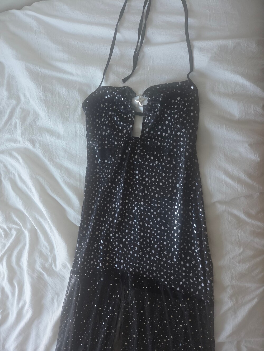 Dreamgirl Black Star Print Jumpsuit with Halter Tie